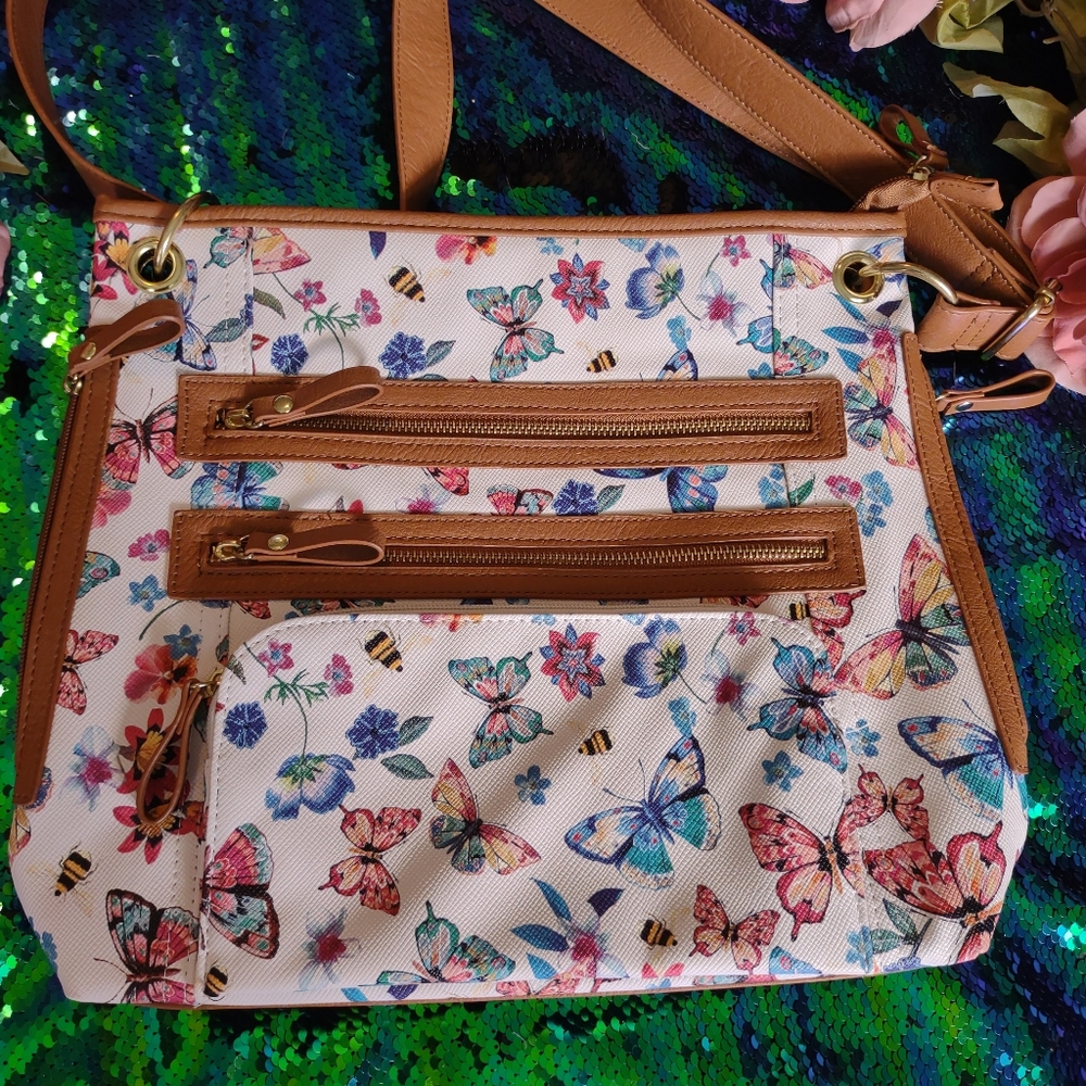 Bueno large butterfly purse multi color on white